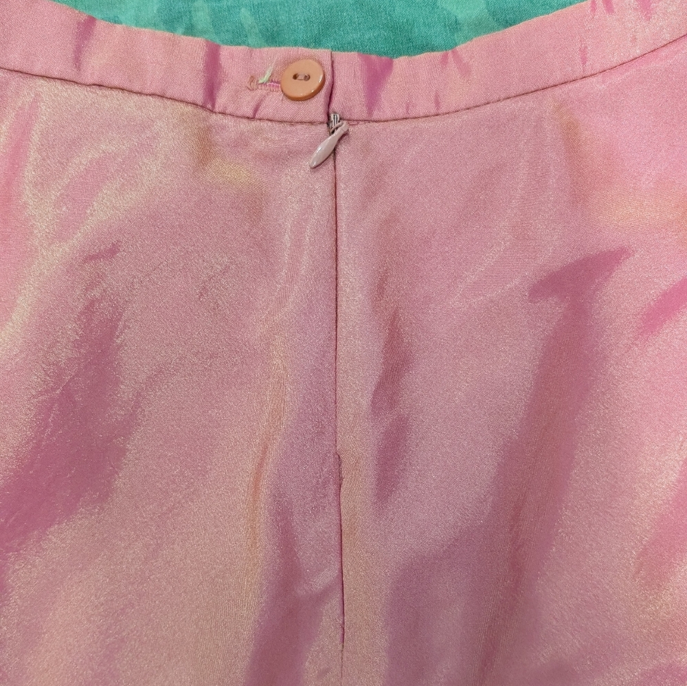 VTG Michaelangelo Iridescent Peaches & Cream Summer Sunset Maxi Skirt Sz 4 - Picture 10 of 10